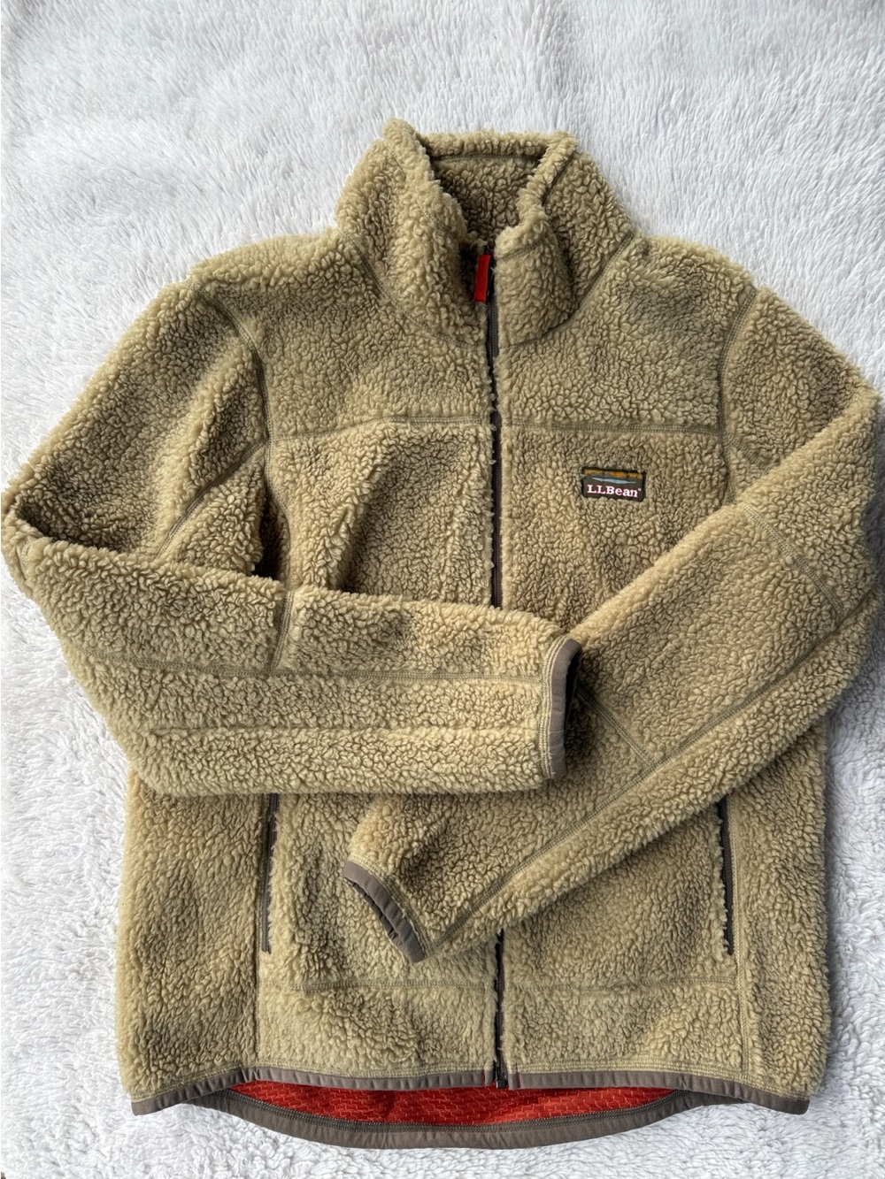 L.L. Bean Women’s Sherpa Fleece Jacket in Tan